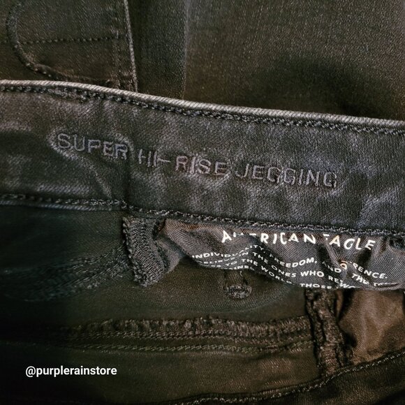 American Eagle Jeans 2 S Jegging 360 Next Level Stretch Super Hi Rise Black Wash - Picture 5 of 12